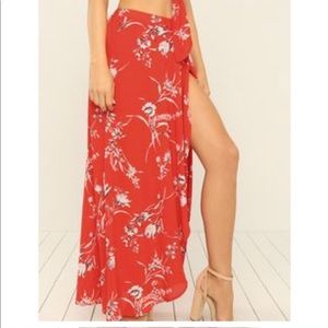 Dress Forum red floral maxi skirt